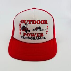 Vintage Stihl Snapper Hat Cap Snapback White Red Mens Outdoor Power Tools 90s